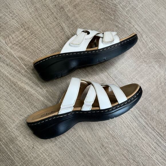 CLARKS COLLECTION Women’s White Merliah 2 Cove Slide Sandals - Picture 6 of 9